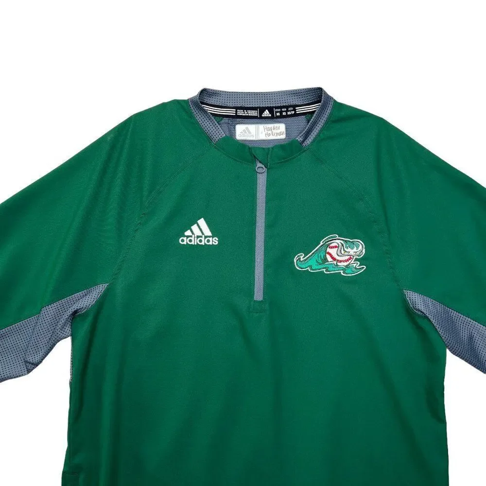 Adidas Shirt Top‎ Men's XS Green Tulane University Baseball 1/4 Zip Windbreaker